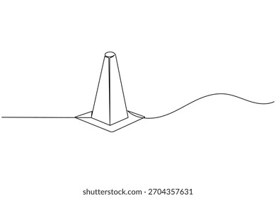 Dibujo de línea continua del cono de tráfico y estilo minimalista aislar el icono del Vector de contorno