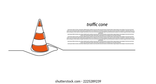 línea continua de cono de tráfico .un plano de línea de signo de tráfico de cono naranja