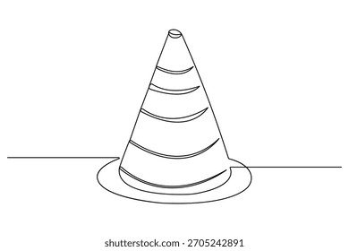 Cone de tráfego contínuo desenho de uma linha minimalista esboço vetor ilustração simples design arte