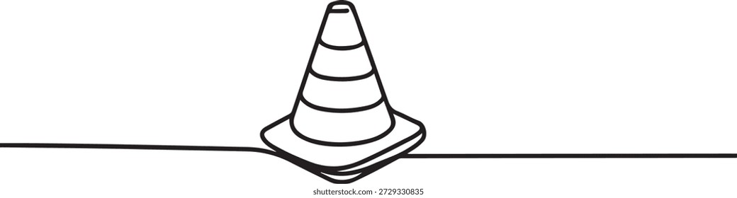 Cone de tráfego contínuo, desenho de uma linha, ilustração vetorial. Traço editável. uma linha Ícone desenho
