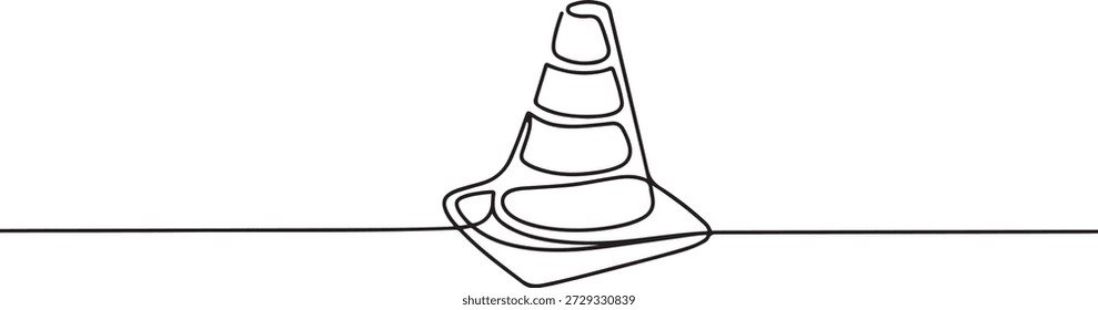 Cone de tráfego contínuo, desenho de uma linha, ilustração vetorial. Traço editável. uma linha Ícone desenho
