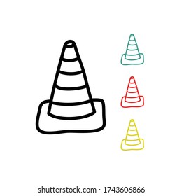traffic cone doodle icon, vector illustration