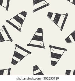 traffic Cone doodle seamless pattern background