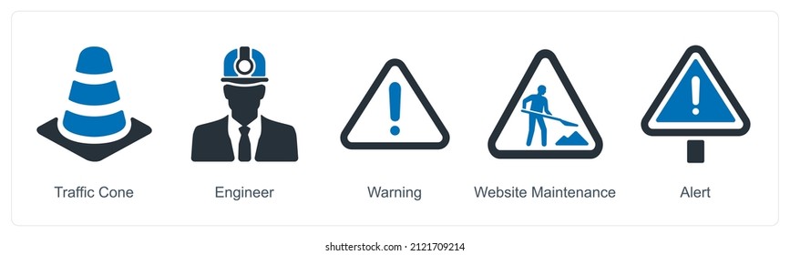 Concepto De Cono De Tráfico E Icono De Ingeniero