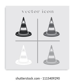 Traffic cone flat black and white vector icon.