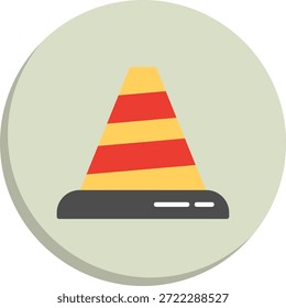 Ícone de Estilo de Círculo Plano do Cone de Tráfego