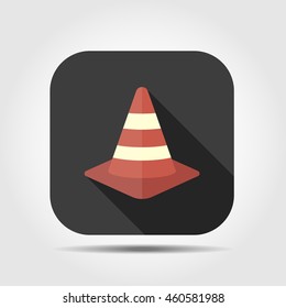 traffic cone flat icon with long shadow, vector illustration