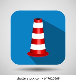 traffic cone flat icon with long shadow