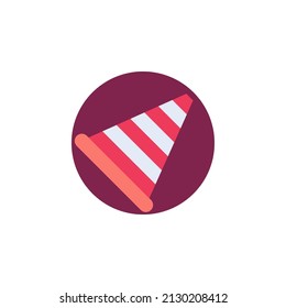 Traffic cone flat icon. Round colorful button, circular vector sign. Flat style design