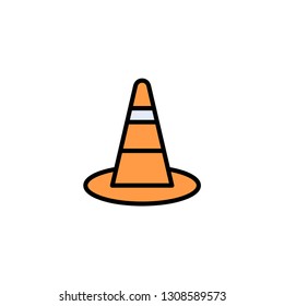 Traffic cone flat vector icon sign symbol