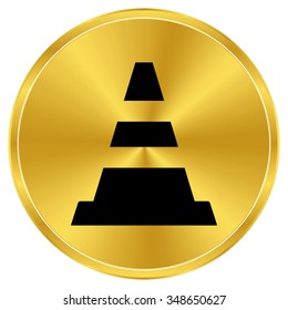 Traffic cone - gold vector icon