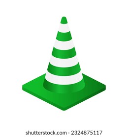 Traffic Cone In Green Gradiet Color For Safety Road
