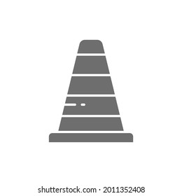 Icono gris del cono de tráfico. Aislado sobre fondo blanco