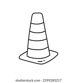 Traffic cone hand drawn outline vector illustration. Isolated on white background