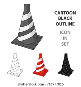 Traffic cone icon in cartoon style isolated on white background. Architect symbol stock vector illustration.