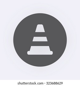 Traffic cone icon in circle . Vector illustration