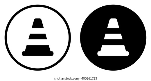 Traffic cone icon in circle . Vector illustration