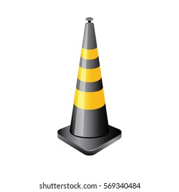 Traffic cone icon in color. Road construction warning