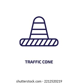 traffic cone icon from construction tools collection. Thin linear traffic cone, danger, cone outline icon isolated on white background. Line vector traffic cone sign, symbol for web and mobile