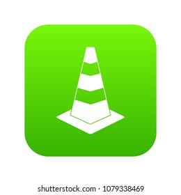 Traffic cone icon digital green for any design isolated on white vector illustration