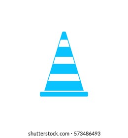 Traffic cone icon flat. Blue pictogram on white background. Vector illustration symbol