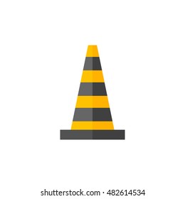 Traffic cone icon in flat color style. Road construction warning alert internet web page under construction