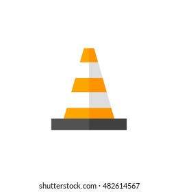 Traffic cone icon in flat color style. Road construction warning alert internet web page under construction