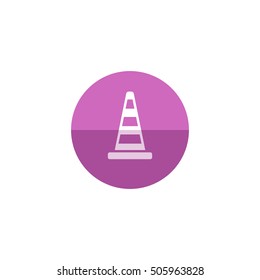 Traffic cone icon in flat color circle style. Road construction warning