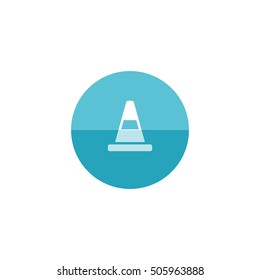 Traffic cone icon in flat color circle style. Road construction warning