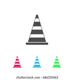 Traffic cone icon flat. Color pictogram on white background. Vector illustration symbol and bonus icons