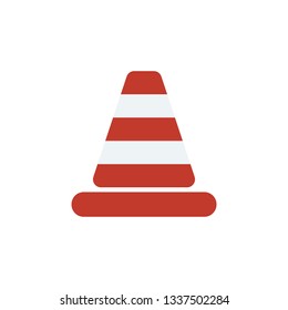 Traffic cone icon. Flat design. Vector illustration.