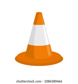 Traffic cone icon. Flat illustration of traffic cone vector icon for web