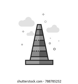 Traffic cone icon in flat outlined grayscale style. Vector illustration.