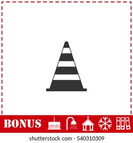Traffic cone icon flat. Simple vector symbol and bonus icon