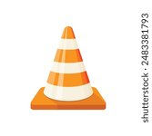 Traffic cone icon in flat style. Safety obstacle vector illustration on isolated background. Construction barrier sign business concept.