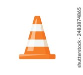 Traffic cone icon in flat style. Safety obstacle vector illustration on isolated background. Construction barrier sign business concept.