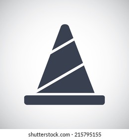 Traffic cone icon in flat style