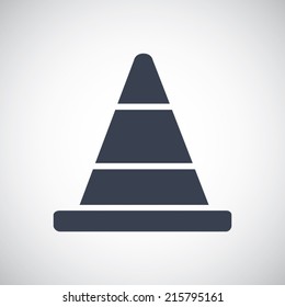 Traffic cone icon in flat style