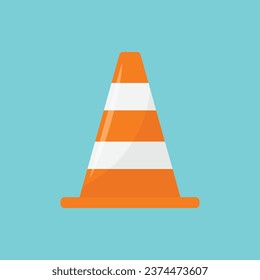 Traffic cone icon in flat style. Safety obstacle vector illustration on isolated background. Construction barrier sign business concept.