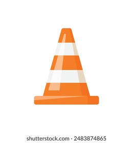 Traffic cone icon in flat style. Safety obstacle vector illustration on isolated background. Construction barrier sign business concept.