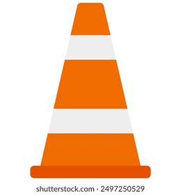 Icono de cono de tráfico con estilo plano
