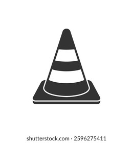 Traffic cone icon in flat style. Safety obstacle vector illustration on isolated background. Construction barrier sign business concept.