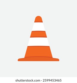 Traffic cone icon in flat style. Safety obstacle vector illustration on isolated background. Construction barrier sign business concept.
