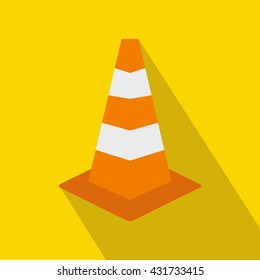 Traffic cone icon, flat style