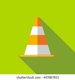 Traffic cone icon in flat style with long shadow. Tools symbol