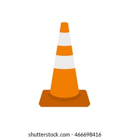 Traffic cone icon in flat style on a white background
