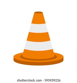 Traffic cone icon in flat style isolated on white background vector illustration