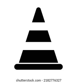Traffic cone icon, full black. Suitable for website, content design, poster, banner, or video editing needs