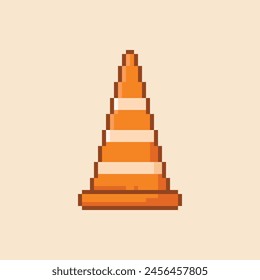 Traffic cone icon illustration in pixel art