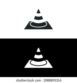 Icono de cono de tráfico aislado de diseño de estilo plano sobre fondo blanco